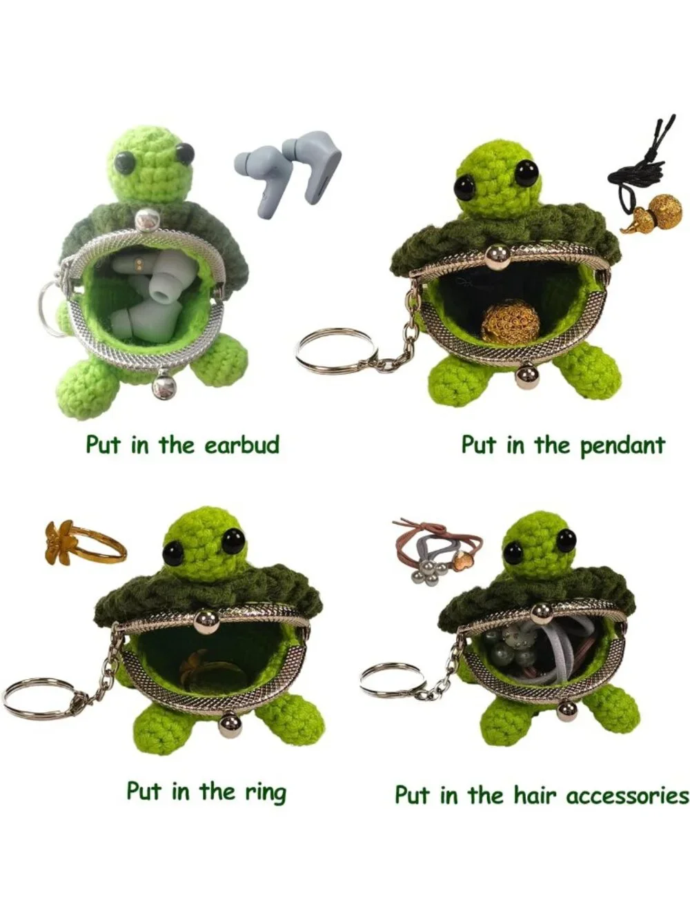 Cute Handmade Crochet Keychain & Coin Purse Charm for Girls - Turtle Design